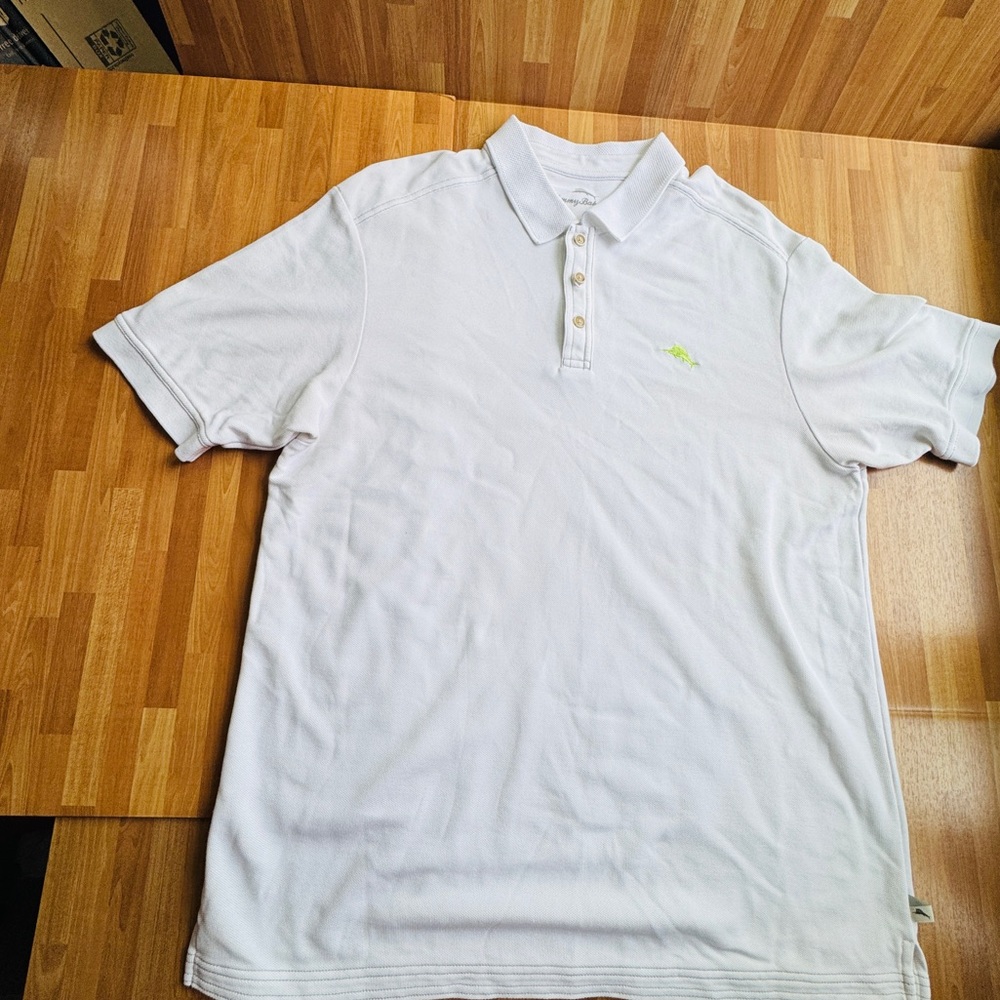 Tommy Bahama white short sleeve polo shirt size large